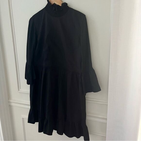 Alice and Olivia Aislyn Flutter Sleeve Black Zipper Back Mock neck Dress 10 NWT - Picture 5 of 12